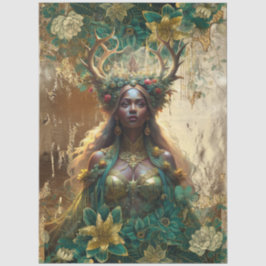Papel De Seda Fantasia Rainha da Floresta Esmeralda Decoupage