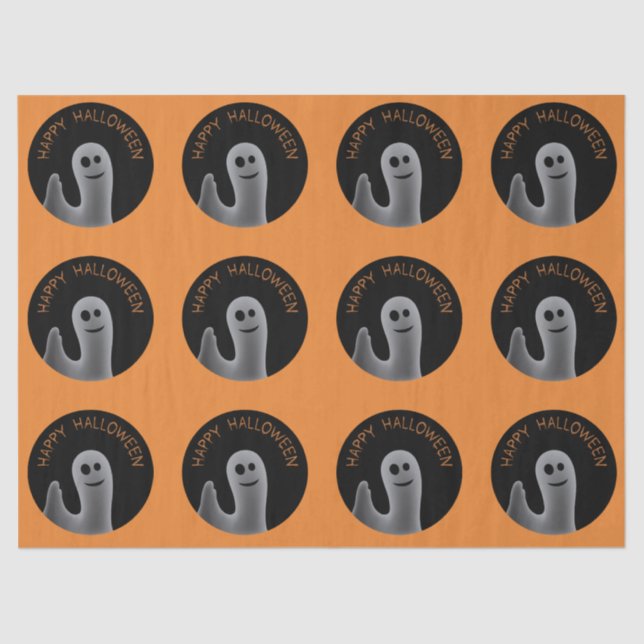 Papel De Seda Fantasma Amigável (Feliz Halloween) (Frente )