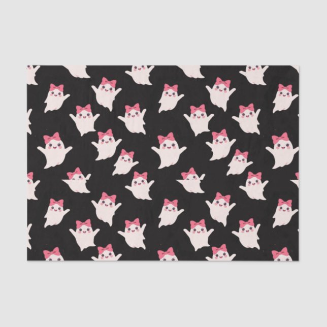 Papel De Seda Fantasma da Garota Retro Bonita com Arco de Cabelo (Frente )