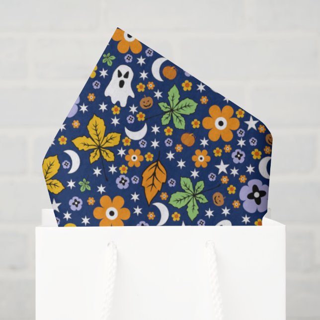 Papel De Seda Fantasma e abóboras laranja assustados no Hallowee (Sacola de presentes)