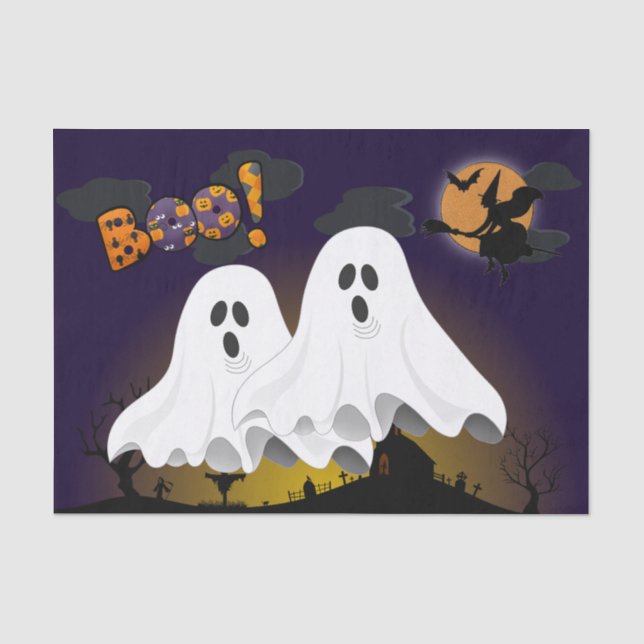Papel De Seda Fantasmagoria de Halloween Decoupagem de Cemitério (Frente )