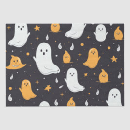 Papel De Seda Fantasmas brancos e Dourados Stars Black Halloween