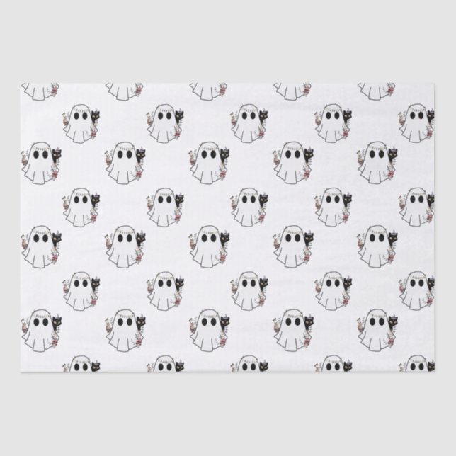 Papel De Seda Fantasmas brancos e gatos pretos (Frente )