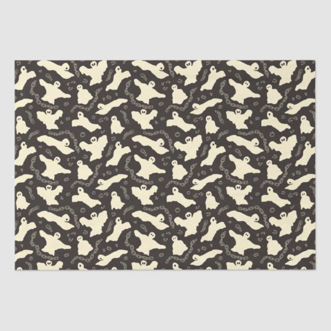 Papel De Seda Fantasmas cremosos - padrão de Halloween. (Frente )