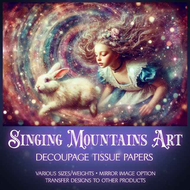 Papel De Seda Fantasy Alice Spiralling Into Wonderland Decoupage (Criador carregado)