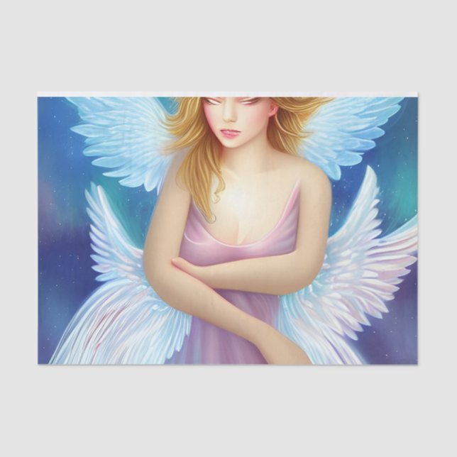 Papel De Seda Fantasy Angel Pink e Blue Decoupage (Frente )