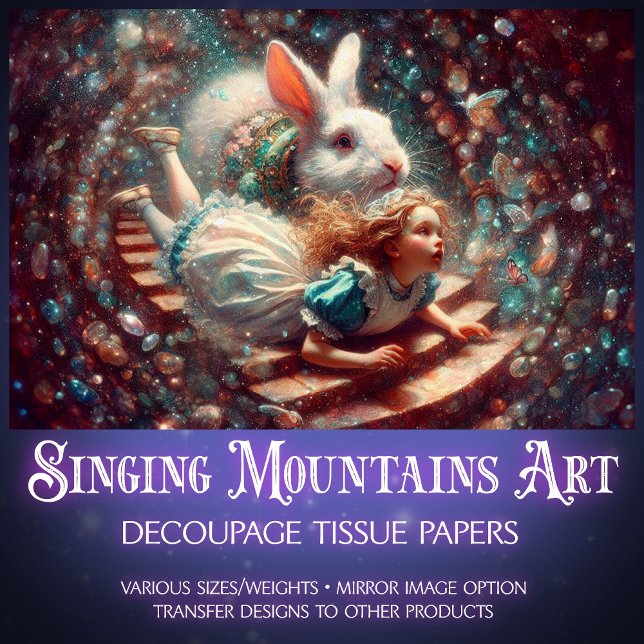 Papel De Seda Fantasy Art Alice And Rabbit Hole Decoupage (Criador carregado)