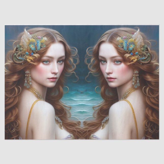 Papel De Seda Fantasy Bela Sereia Princesa Decoupage (Frente )