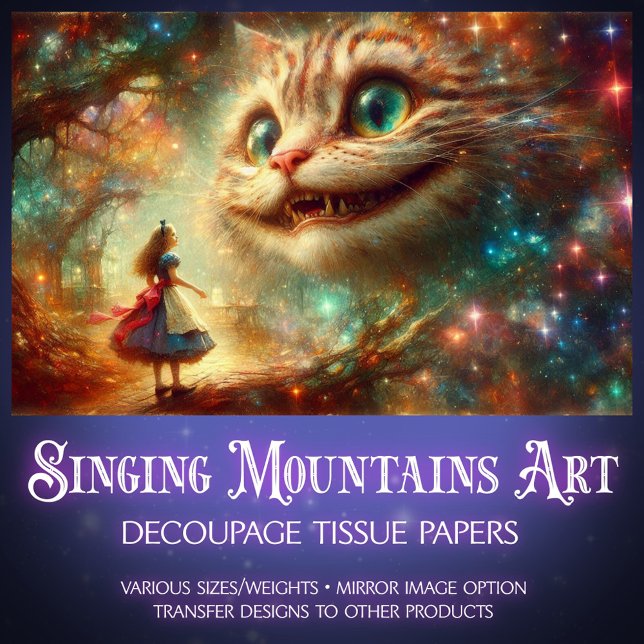 Papel De Seda Fantasy Cheshire Cat Smiles In The Trees Decoupage (Criador carregado)