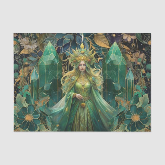 Papel De Seda Fantasy Emerald Queens of the Forest Decoupage (Frente )
