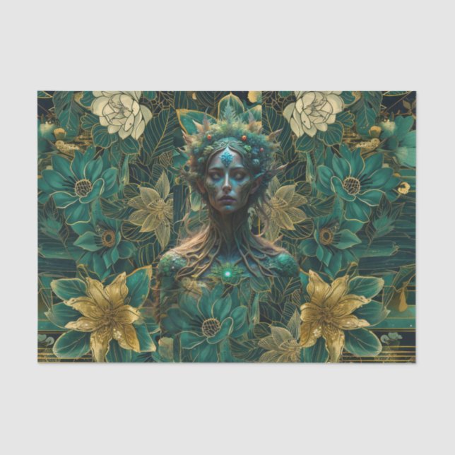 Papel De Seda Fantasy Emerald Queens of the Forest Decoupage (Frente )
