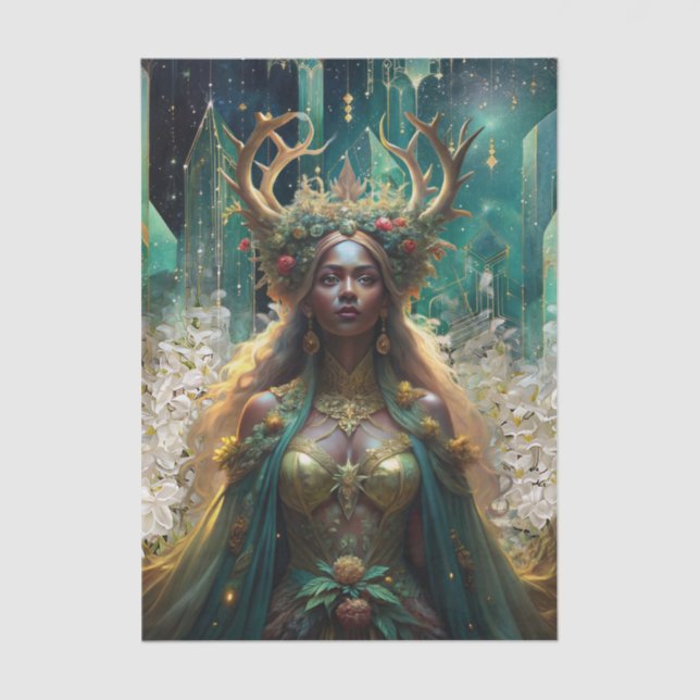 Papel De Seda Fantasy Emerald Queens of the Forest Decoupage (Frente )