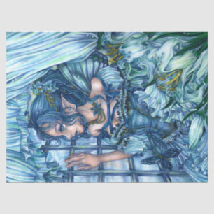 Papel De Seda Fantasy Fairy Anime Girl Victorian Blue