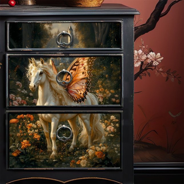 Papel De Seda Fantasy Fairy Horse com Laranja Borboleta Asas (Criador carregado)