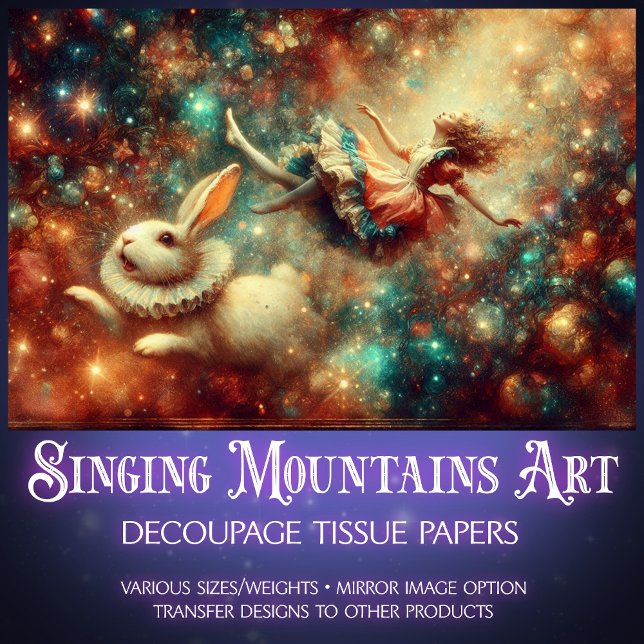 Papel De Seda Fantasy Freefall White Rabbit and Alice Decoupage (Criador carregado)