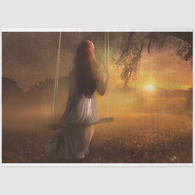 Papel De Seda Fantasy Girl Swing Decoupage Tissue Paper (Frente )