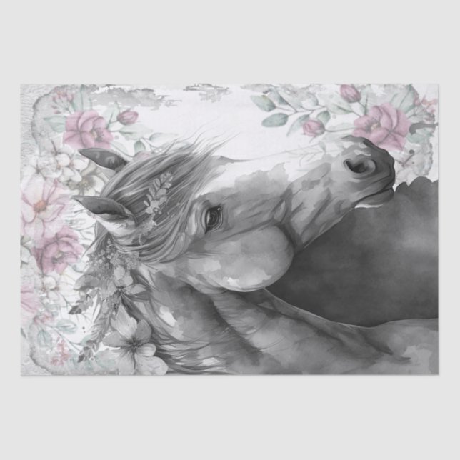 Papel De Seda Fantasy Horse Floral (Frente )