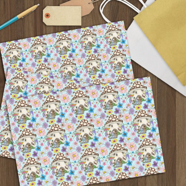 Papel De Seda Fantasy Mouse Mushroom House Floral (Criador carregado)