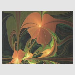 Papel De Seda Fantasy Plant Abstrato Green Rust Brown Fractal