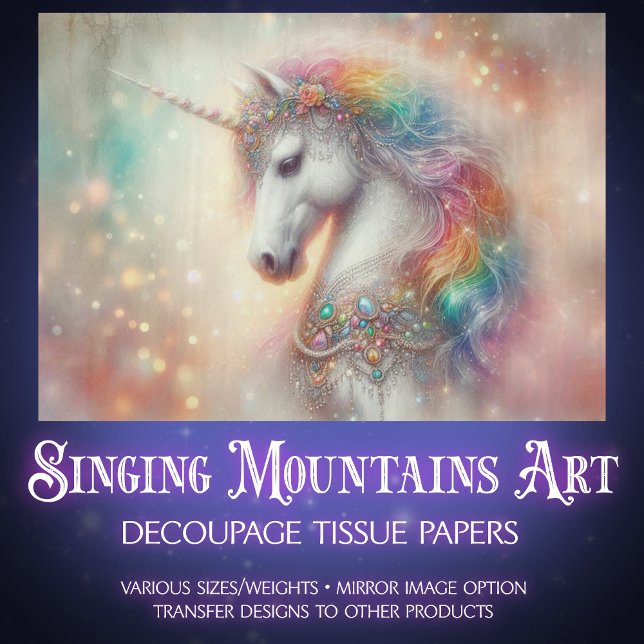 Papel De Seda Fantasy Rainbow Decorative Unicorn Decoupage  (Criador carregado)