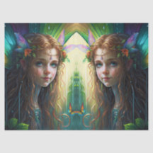 Fantasy Rainbow Fairy Girl Decoupage