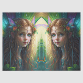 Papel De Seda Fantasy Rainbow Fairy Girl Decoupage