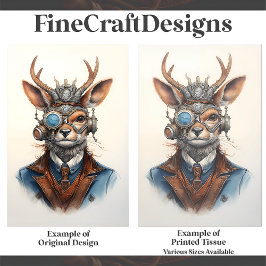 Papel De Seda Fantasy Steampunk Reindeer no Natal D9 - Decoupage