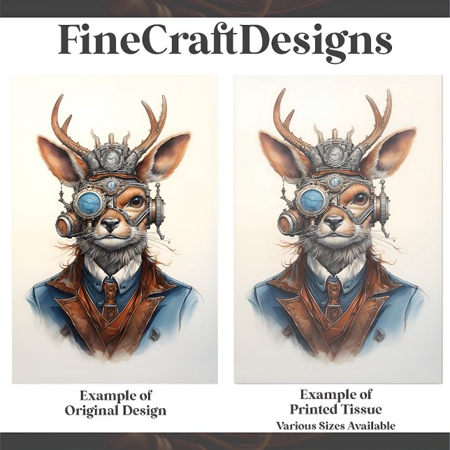 Papel De Seda Fantasy Steampunk Reindeer no Natal D9 - Decoupage (Criador carregado)