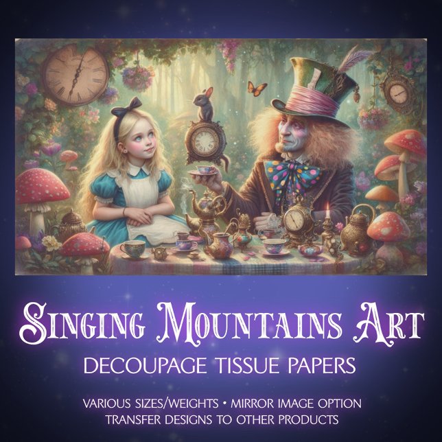 Papel De Seda Fantasy Tea Party Alice and Hatter Decoupage (Criador carregado)