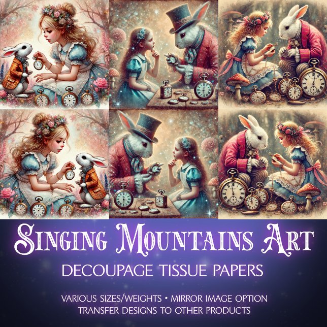 Papel De Seda Fantasy Wonderland Rabbit Alice Decoupage (Criador carregado)