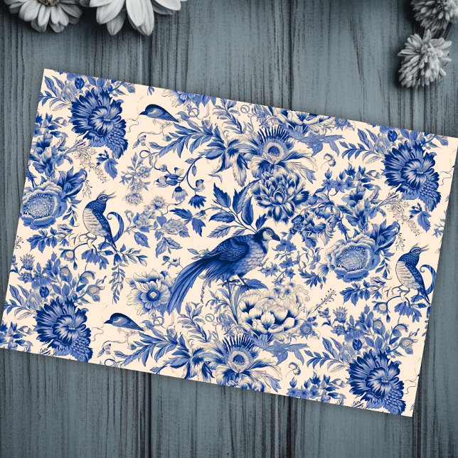 Papel De Seda Farinhas Azuis De Jardim De Algodão Francês (Criador carregado)