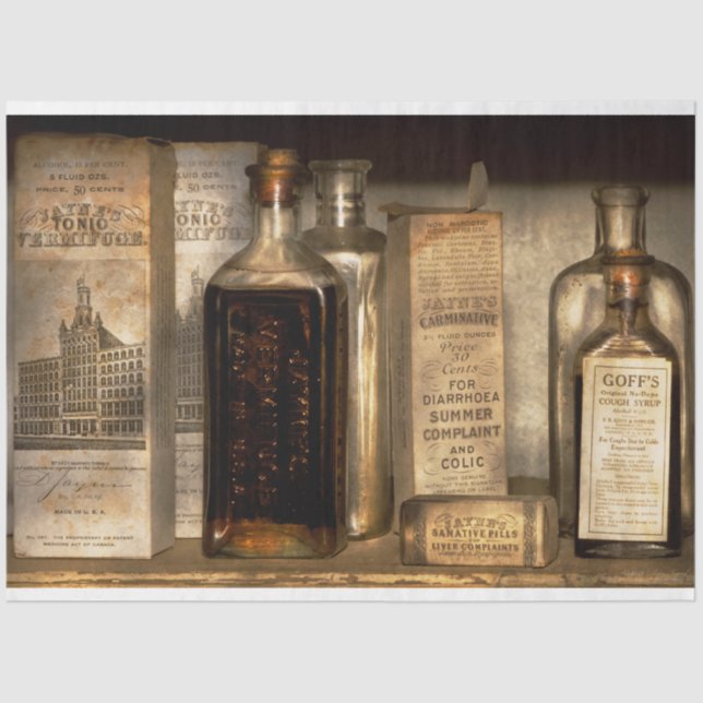 Papel De Seda Farmácia - Coisas em garrafas e caixas (Frente )