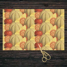Papel De Seda Farmhouse Chic Red Dourado Cantaloupes e Tomates