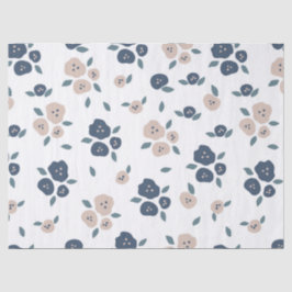 Papel De Seda Farmhouse Country Floral Blue Tan Russo