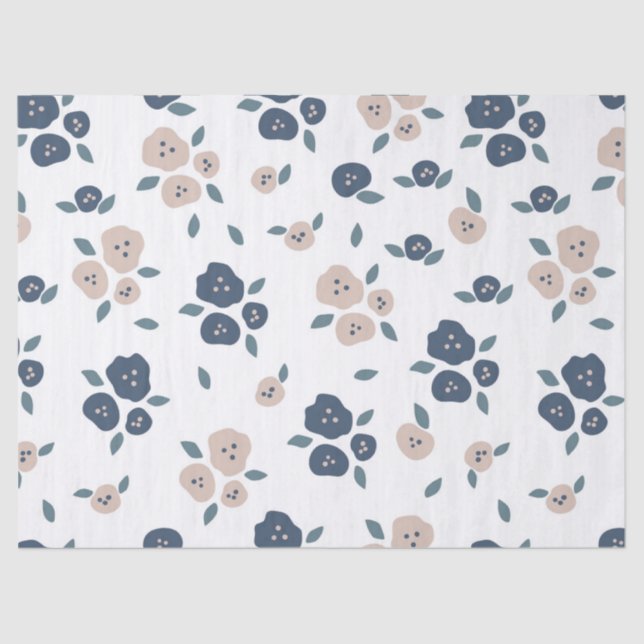 Papel De Seda Farmhouse Country Floral Blue Tan Russo (Frente )