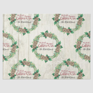 Papel De Seda Farmhouse Feliz Natal Fúria Pine Cone Família