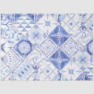 Papel De Seda Farmhouse Mudou Azulejo Azul Diamante Decoupage 2