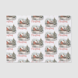 Papel De Seda Farmhouse Russo de Natal de Pequena Cidade