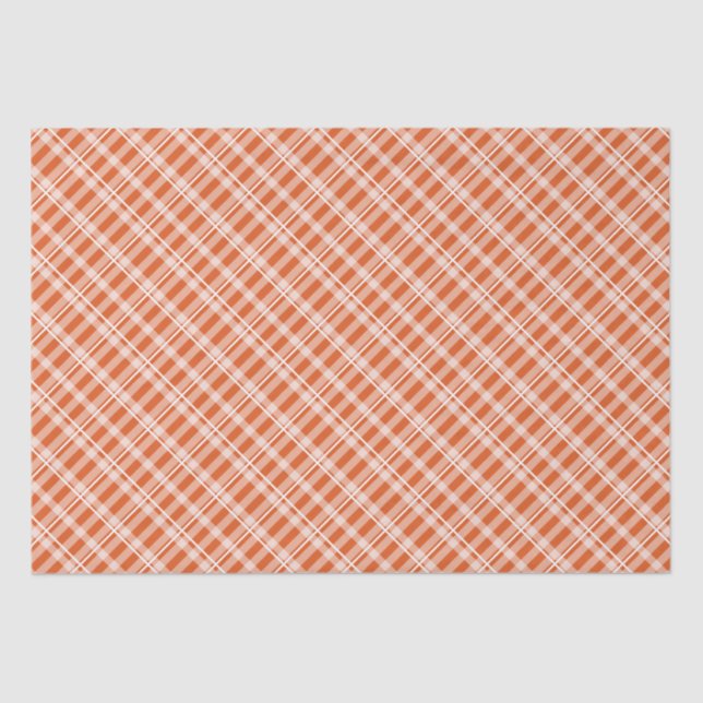Papel De Seda Farmhouse Warm Orange Tartan Xadrez (Frente )
