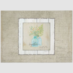 Papel De Seda Farmhouse Watercolor Decoupage de Madeira Floral R
