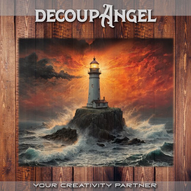 Papel De Seda Farol de Fiery Sunset: Um Sentinel Solitário - Dec (Criador carregado)