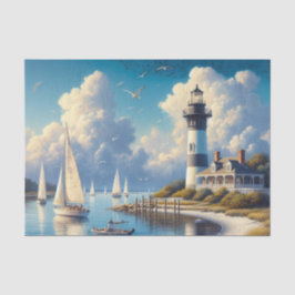 Papel De Seda Farol de Harbour Town em aquarela