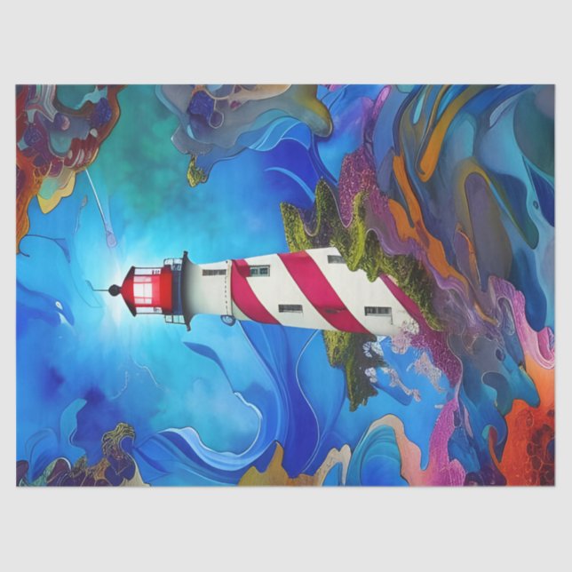 Papel De Seda Farol em uma tempestade (Frente )