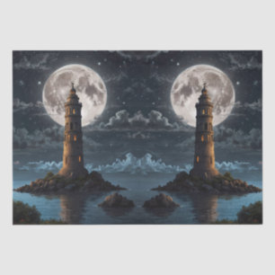 Papel De Seda Farol iluminado à luz da lua numa noite clara