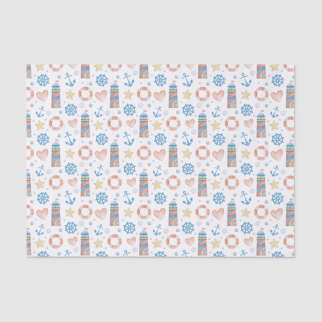 Papel De Seda Farol Náutico de Aquarela (Frente )