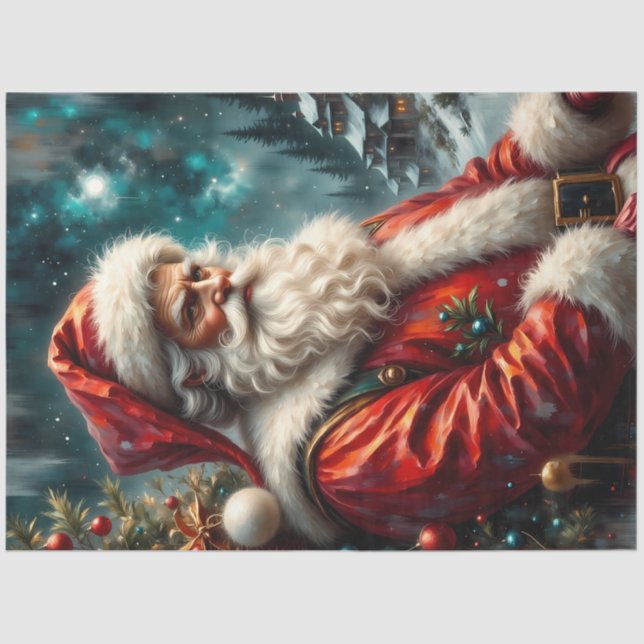 Papel De Seda Father Christmas in Winter Sky | Classic Santa  (Frente )