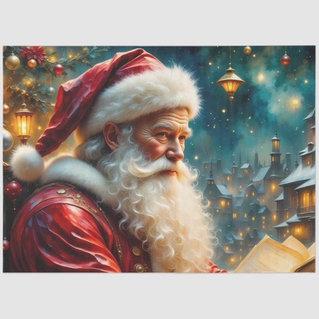 Papel De Seda Father Christmas Reading by Lantern Light |  (Frente )
