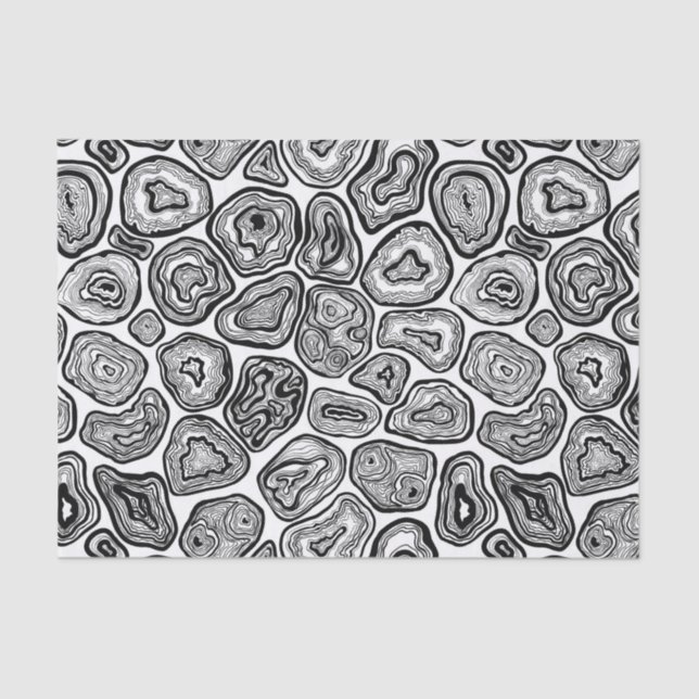 Papel De Seda Fatias de agato em preto e branco (Frente )