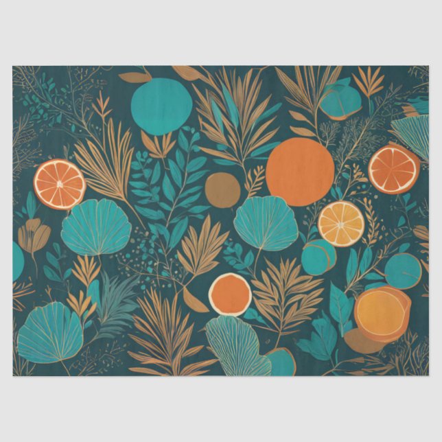 Papel de Seda Fatias de Laranja Cores Populares (Frente )