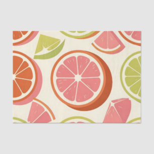 Papel De Seda Fatias de Toranja Laranja Lima Cítricas Vibrantes